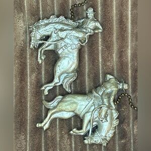One Pair Western Fan Pulls Cowboy, Rodeo, Equestrian Decor Silver